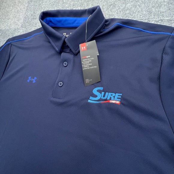 Under Armour Tech Polo Shirt Mens 2XL Blue Short Sleeve HVAC Sure Comfort Logo - Picture 4 of 10